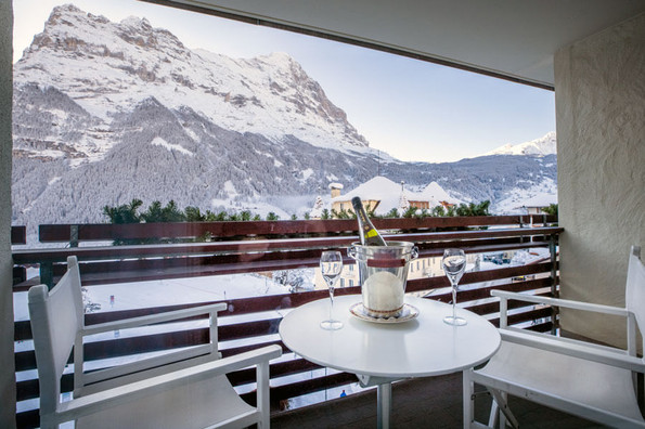 Balcony with view of Eiger north face